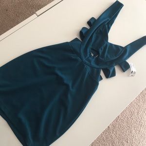 Teal sexy mini dress